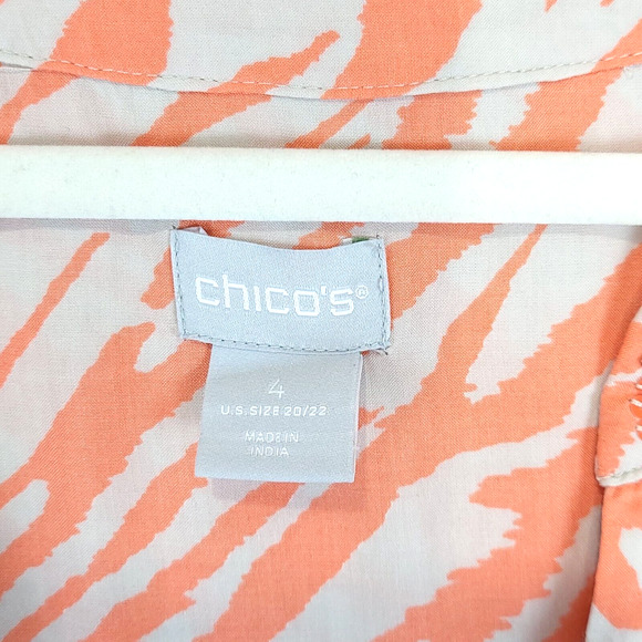 Chico's Animal Print Beaded Sequin Modal Tunic Women XXL Coral Beige V Neck - Picture 10 of 14